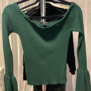 Off the shoulder green top!